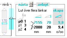 detalj av KÖR-panel: uppmätning av ban-lutning
